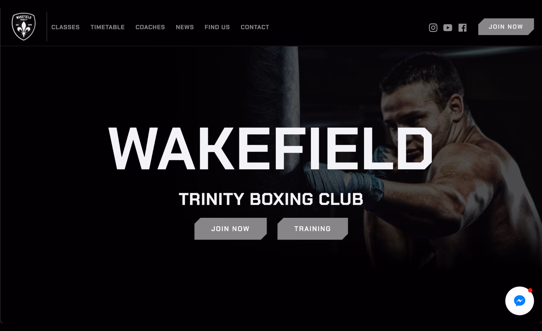 Trinity Boxing Wakefield desktop view