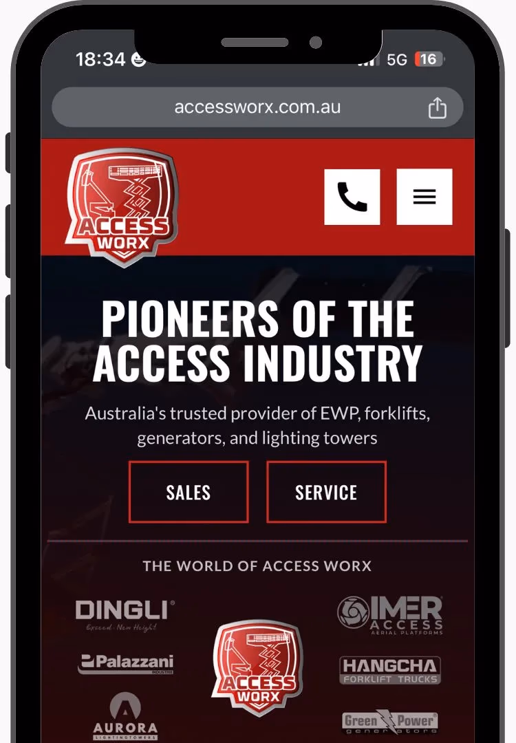 Access Worx website on mobile